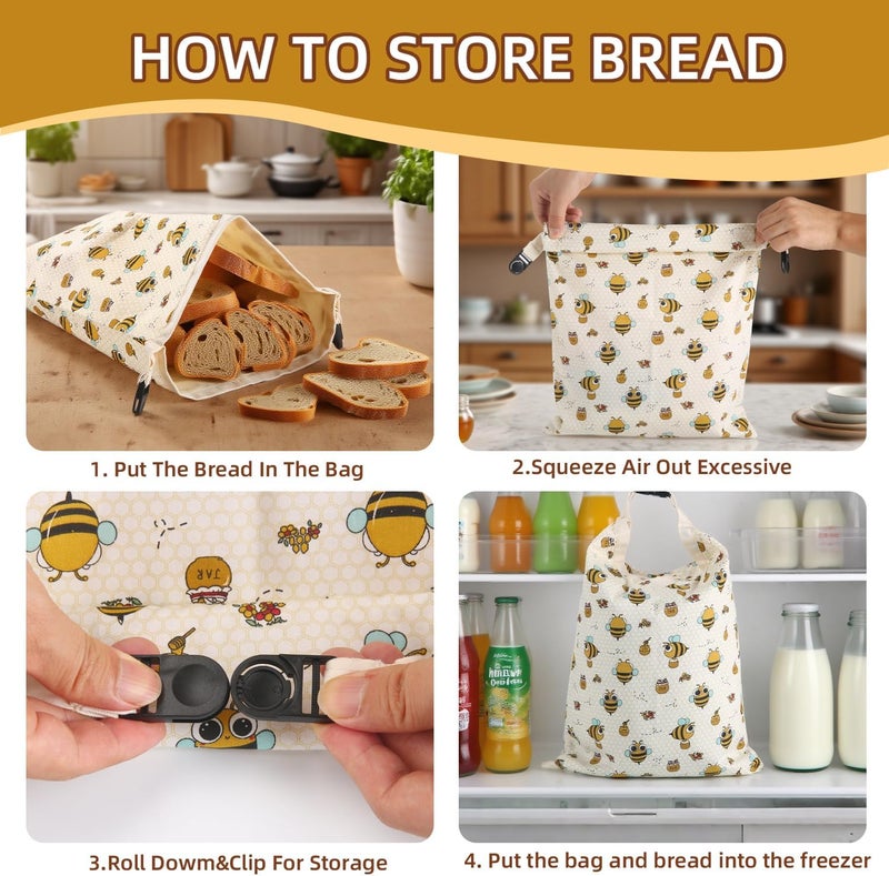 Vakeen Sourdough Bread Bags, Reusable Beeswax Bread Bags for Homemade Bread, 17"×13" Natural Beeswax Cotton Loaf Bag, Easy to Clean Bakery Essentials (2 Pack) - Image 4
